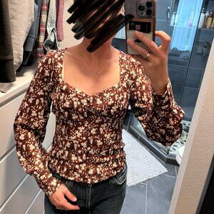 Brown floral Abercrombie blouse